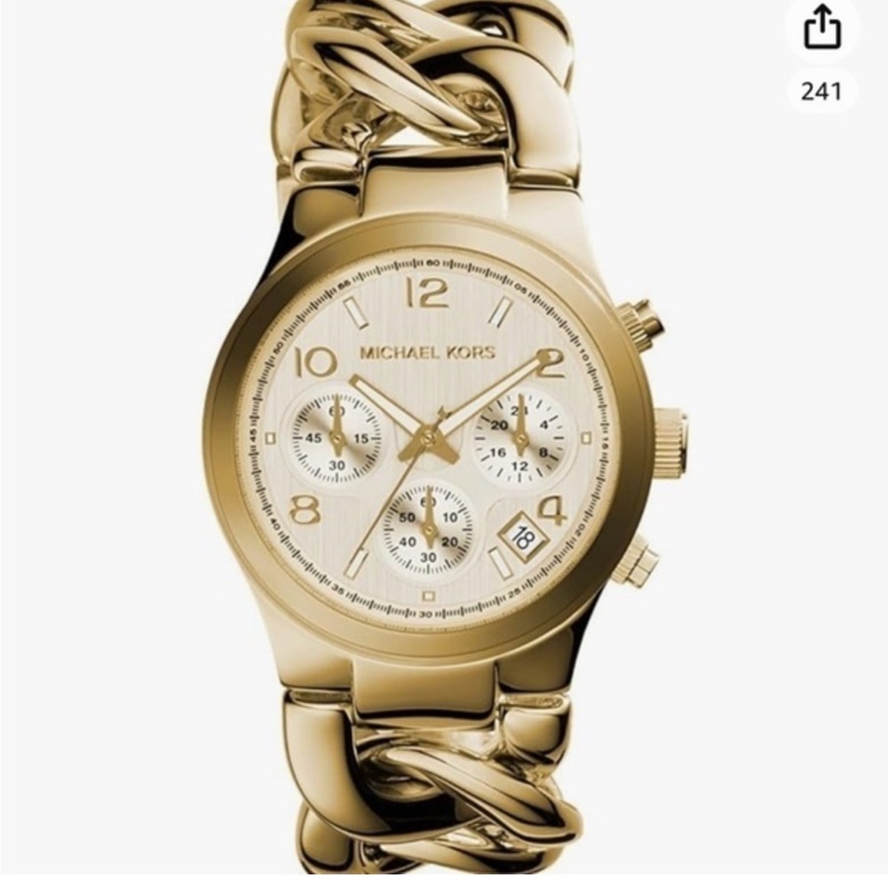 Michael Kors MK3131 Runway Twist gold chronograph bracelet watch